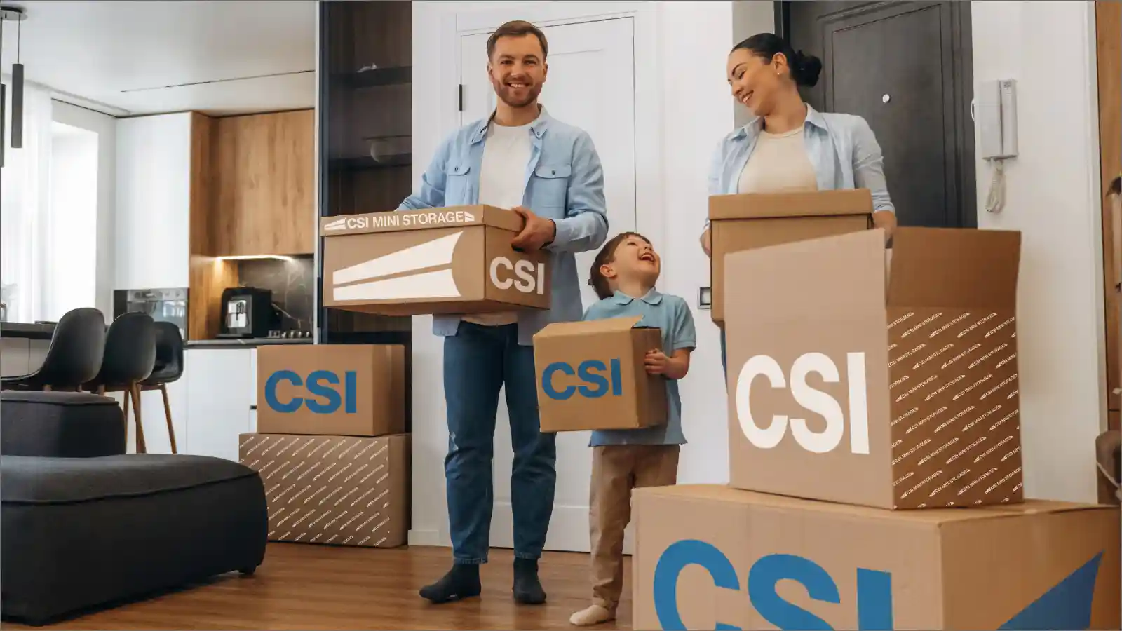 Happy CSI Storage Family Moving Boxes